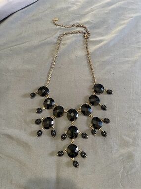 Aldo Gold-Tone Necklace with Black Faceted Drops